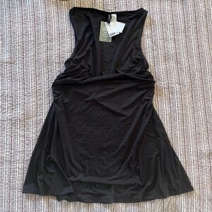 Divided Black Sleeveless Midi Dress